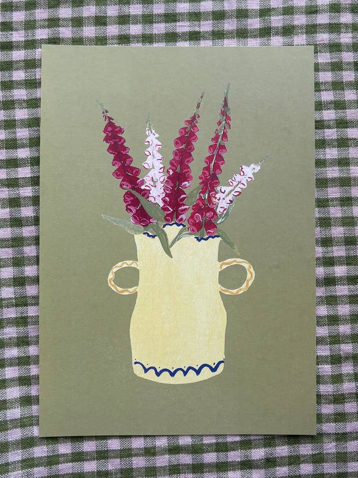 A5 print- Foxgloves for wholesale by Harriet Watson
