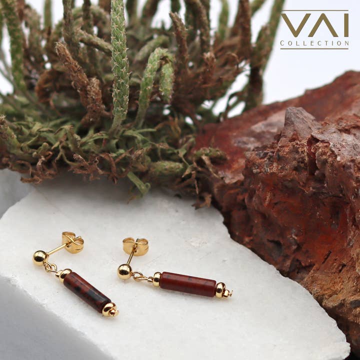 Earrings Studs “Classic Perfection” With Natural Obsidian for wholesale by Vai Collection