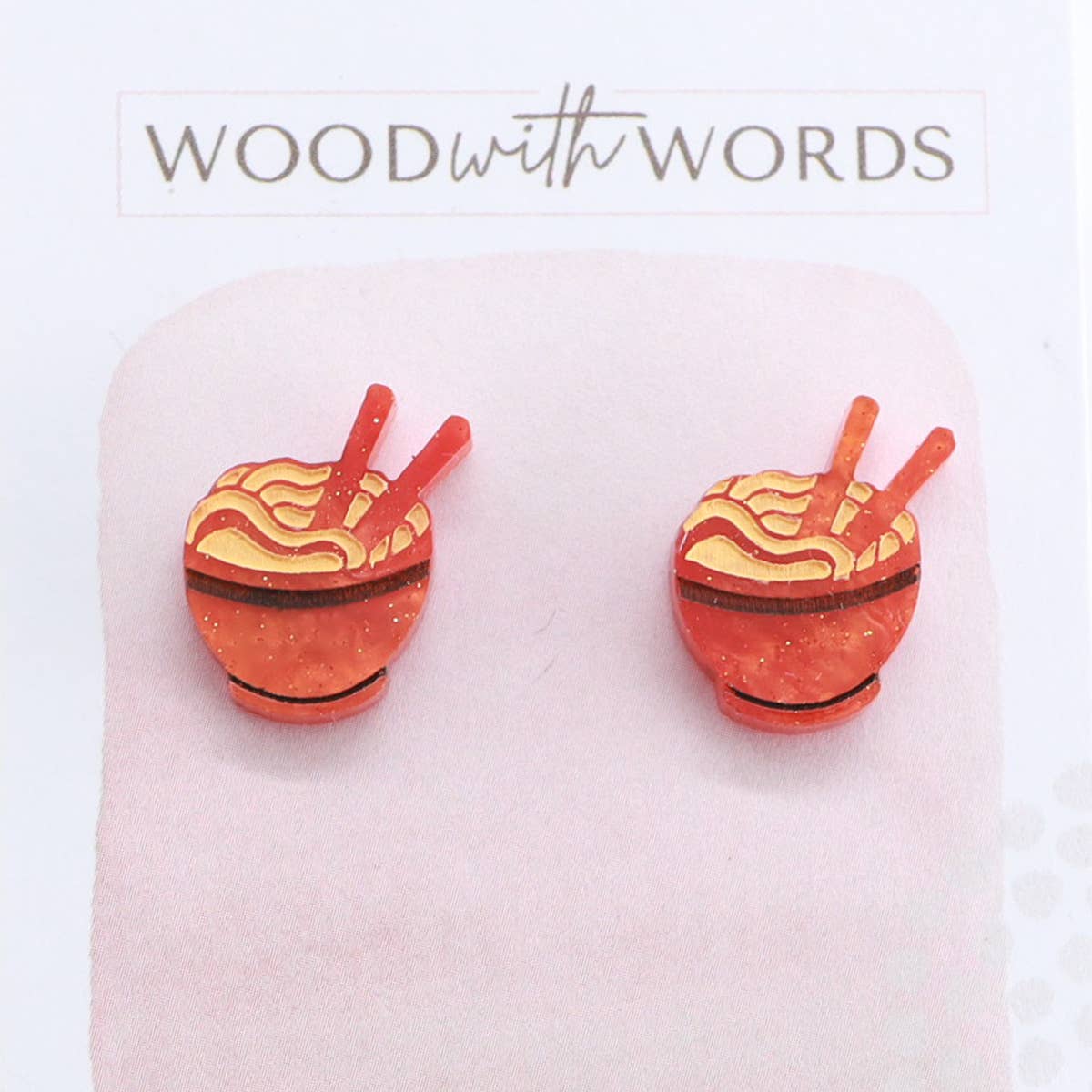 Wood With Words - Wholesale Stud/post earrings - Noodle Ramen Bowl Stud Earrings