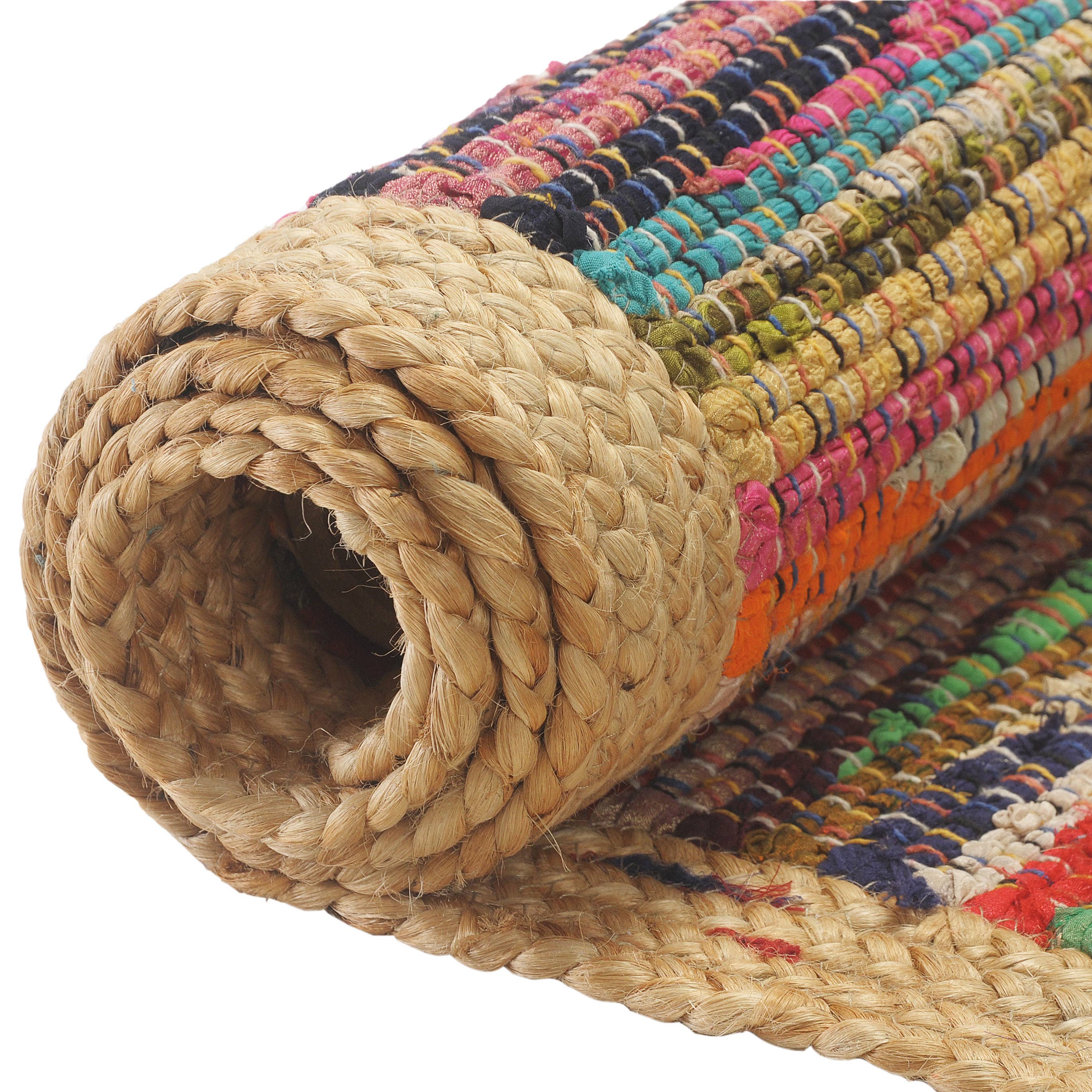 Multi Tan Multicolored Geometric Jute Bordered Accent Rug, 2' x 3' for wholesale on Faire4