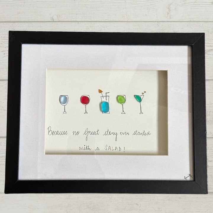 Craftify Mom – wholesale Väggkonstset – Vinglas inramad konst med sjöglas, vinälskare konst, rolig