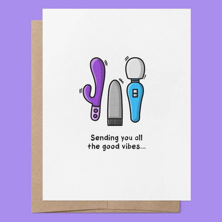 Tarjeta para adultos 'Enviándote todas las buenas vibras' - sexy y atrevida para venta al por mayor de That Queer Card Co