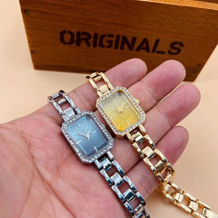 Ladies Brand Watches Fashion Dresses Square Crystal Watch for wholesale by WoodWristCo