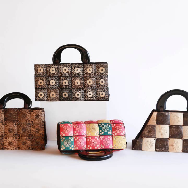 Fort the Label (previously Folk Fortune) - Wholesale Beach Bag - Rainbow Carved Coconut Beach Bag, coconut bag, coconut purse5