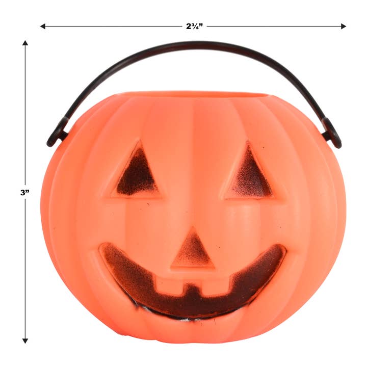 Beistle - Wholesale Bucket/Pail - Kids - Plastic Miniature Pumpkin 3" x 2¾" Buckets, 6 per pack,