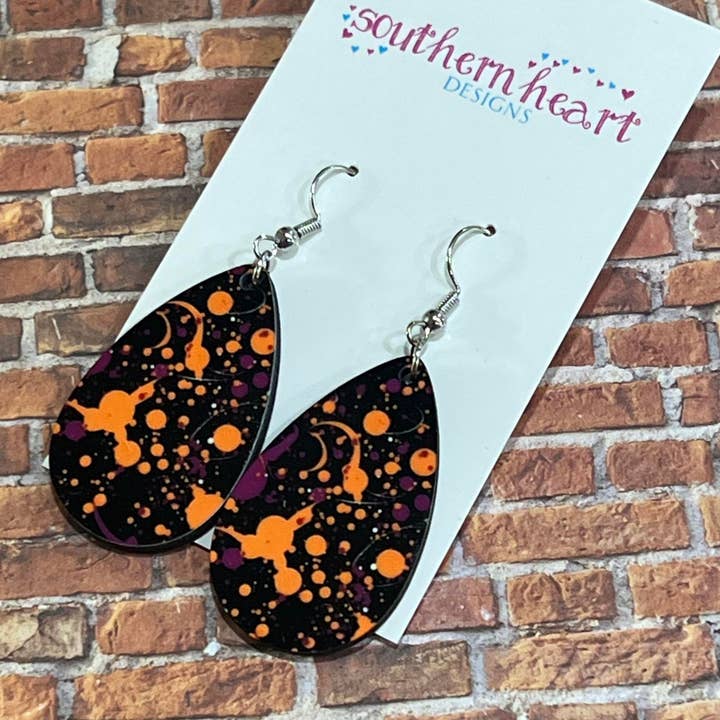 Halloween Paint Teardrop Earrings for wholesale by Southern Heart Designs