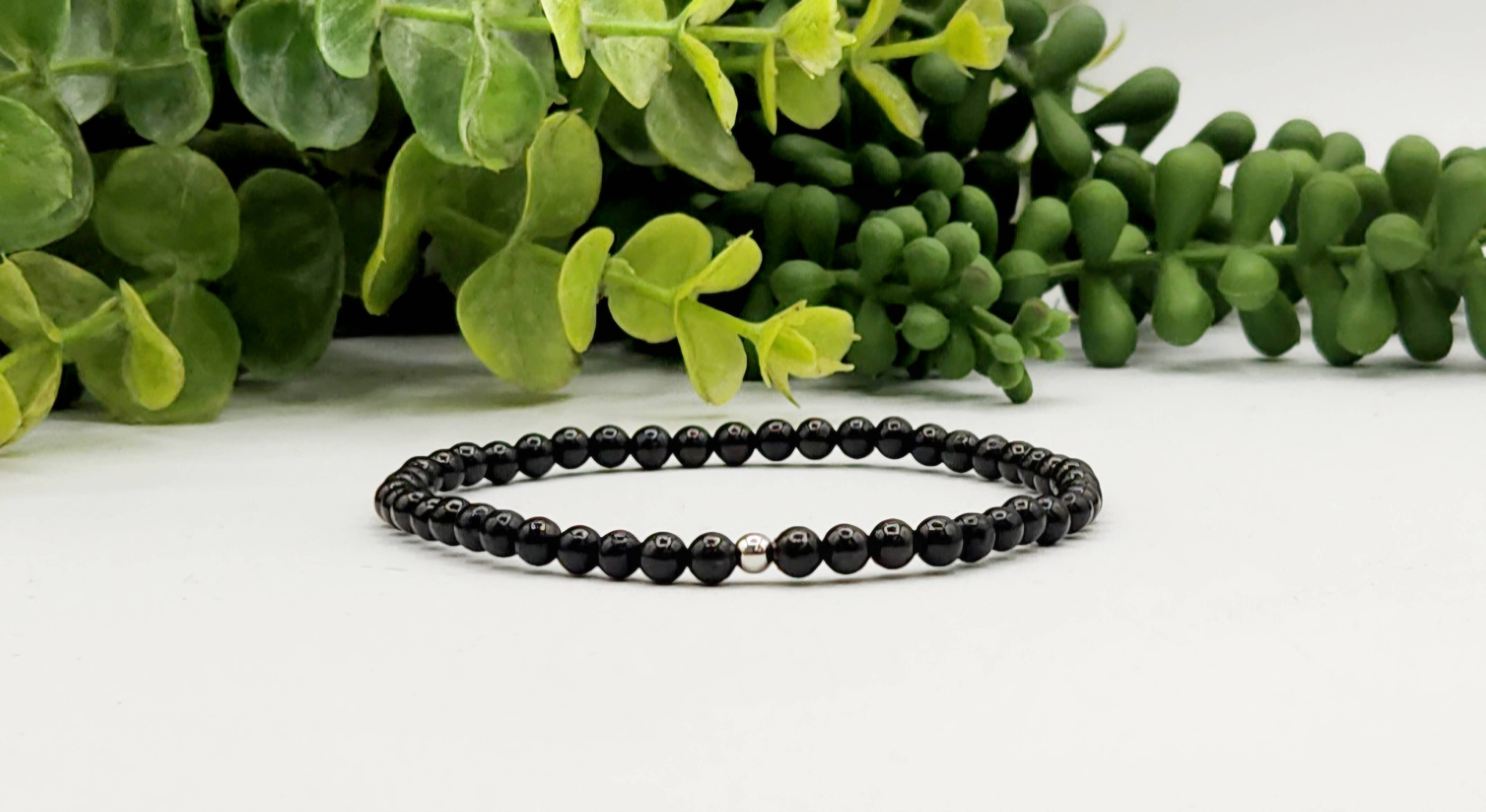 Meraki Gemstones - Wholesale Beaded Bracelet - Shungite Stretchable Bracelet 4mm Beads-8.5"L (EMF Prot)
