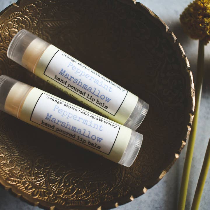 Peppermint Marshmallow Lip Balm for wholesale by Orange Thyme Bath Apothecary