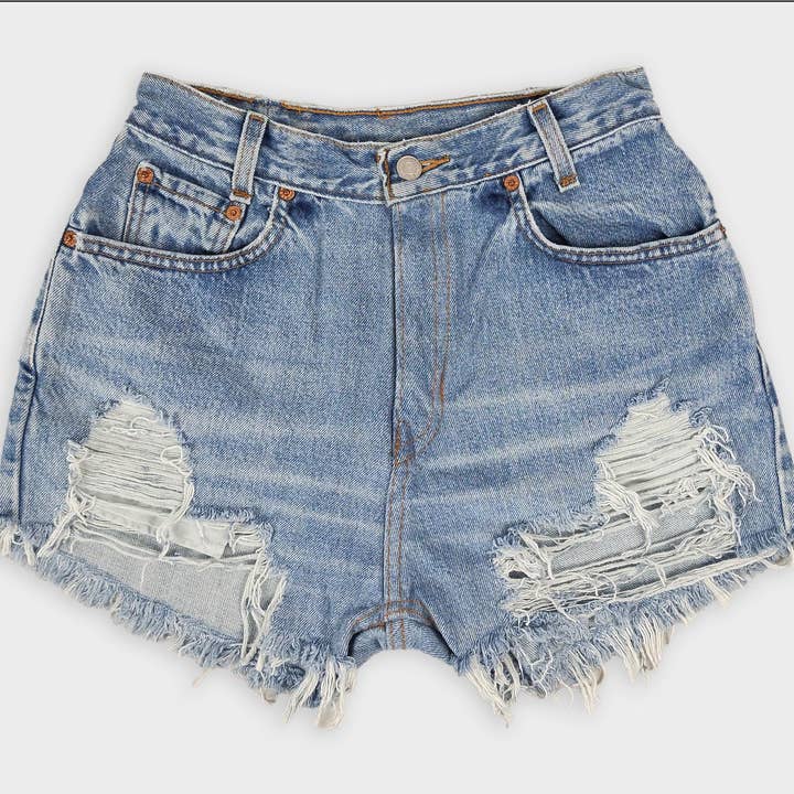 Sun's Out! - Wholesale Shorts - Women's - High-Rise Upcycled Denim Cutoff Shorts - Frayed