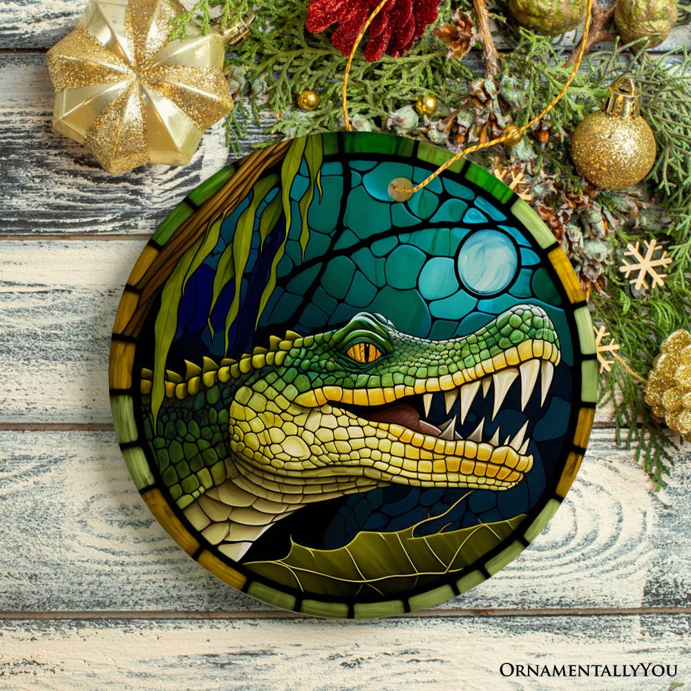 OrnamentallyYou - Wholesale Ornament - Artistic Wetlands Alligator Ceramic Ornament3