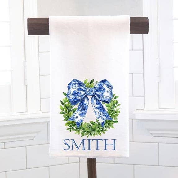 Asciugamano da tè in sacco di farina con ghirlanda Chinoiserie personalizzata per la vendita all'ingrosso da parte di Moman Sales, Inc.