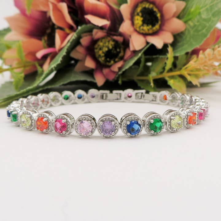 DELILAH RAINBOW - Bracciale Tennis con Cubic Zirconia rotondi for wholesale by Daemon srls