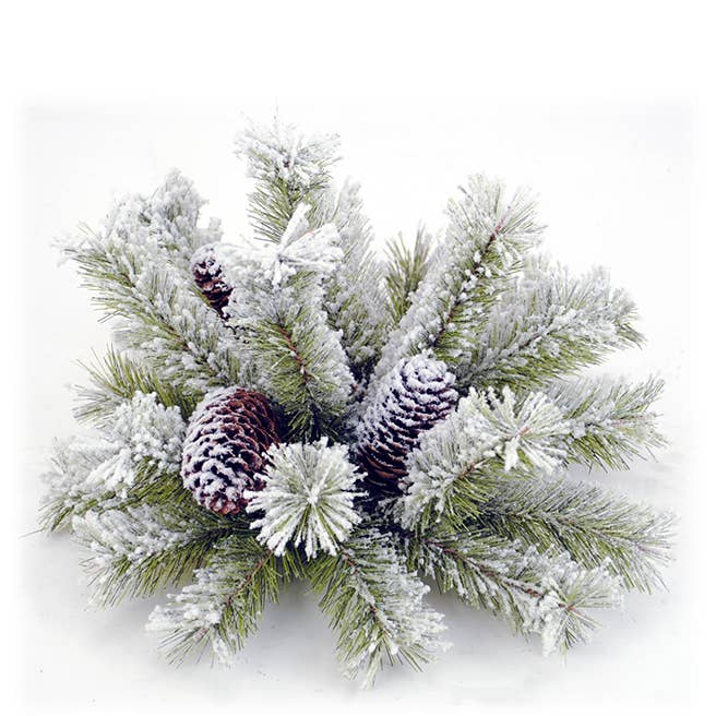 Artificial Bear Mountain Snow Flocked Pine Half Dome - 12" for wholesale by Will's Company