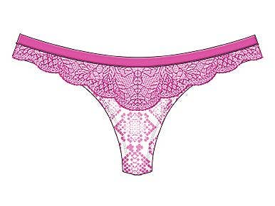 Fuchsia Steve Madden Lace Trimmed Printed Microfiber Thong for wholesale on Faire0
