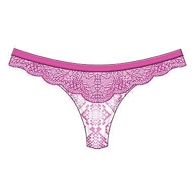 Fuchsia Steve Madden Lace Trimmed Printed Microfiber Thong for wholesale on Faire