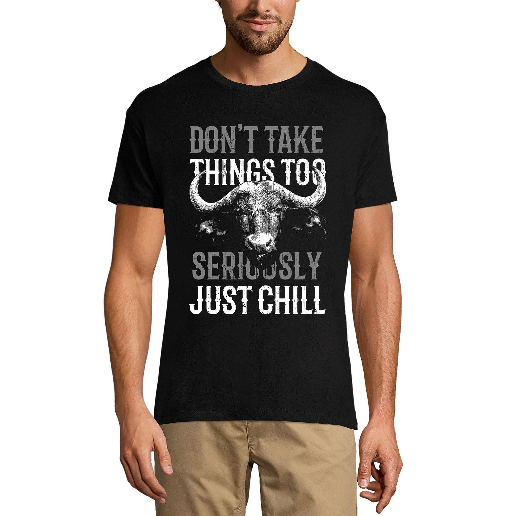 Preto T-shirt masculina ULTRABASIC Don't Take Things Too Serio - American Buffalo para venda a revendedores na Faire0