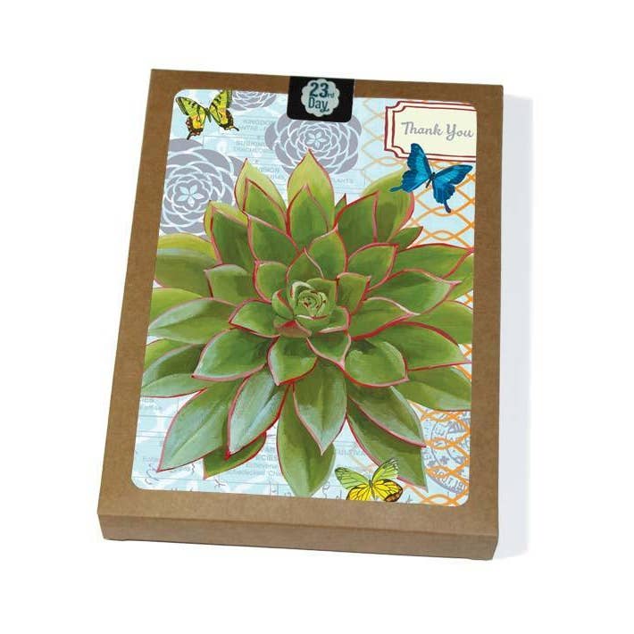 Blauwe Echeveria Succulent Boxed Card voor wholesale door 23rd Day Paper Goods