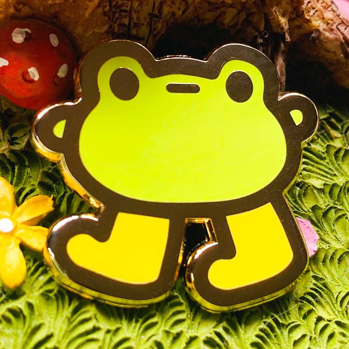 Wawa the Frog Boots Enamel Pin for wholesale by Truffle Arts