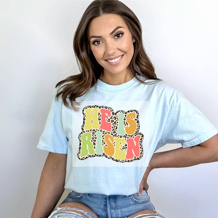 He Is Risen Retro DTF TRANSFER for wholesale by Faith Forward Transfers
