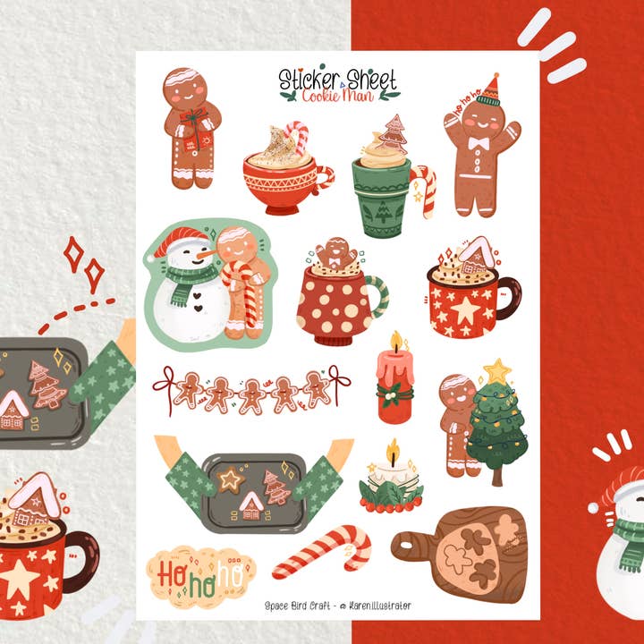 Stickervel Cookie Man - Bullet Journal stickers voor wholesale door Split Moon Studios