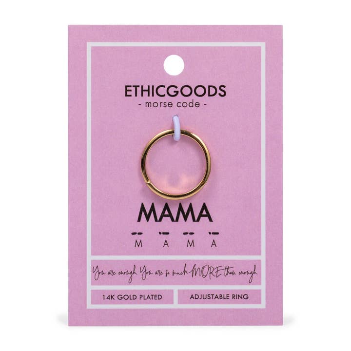 CLASSIC GOLD Morse Code Ring - Stamped | MAMA for wholesale by ETHICGOODS