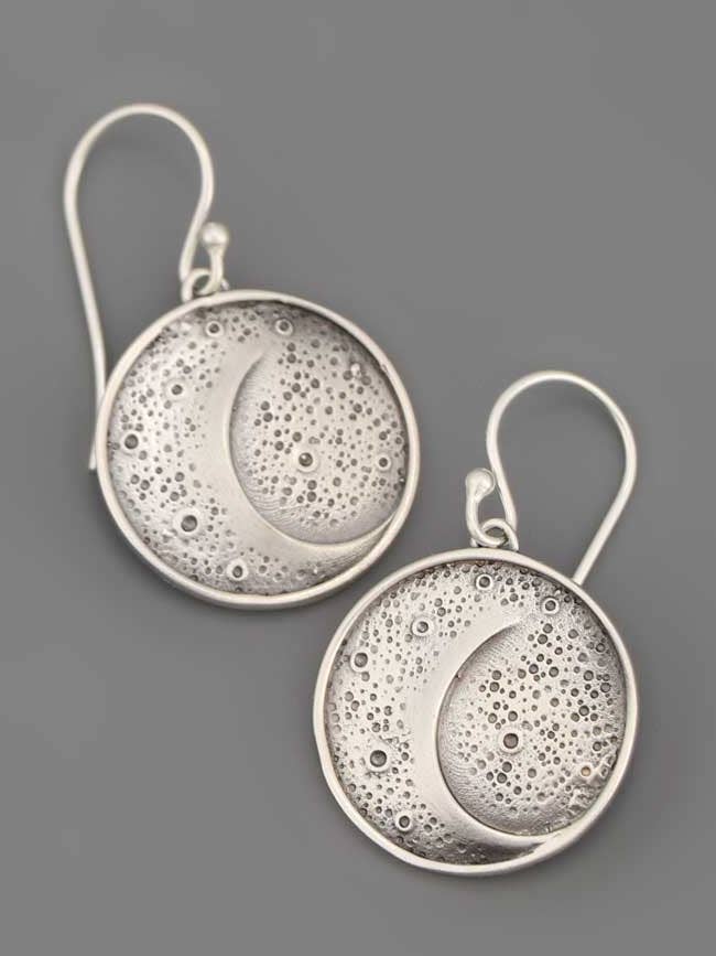Sterling Silver Artistic Moon Earrings for wholesale by Culture Spot