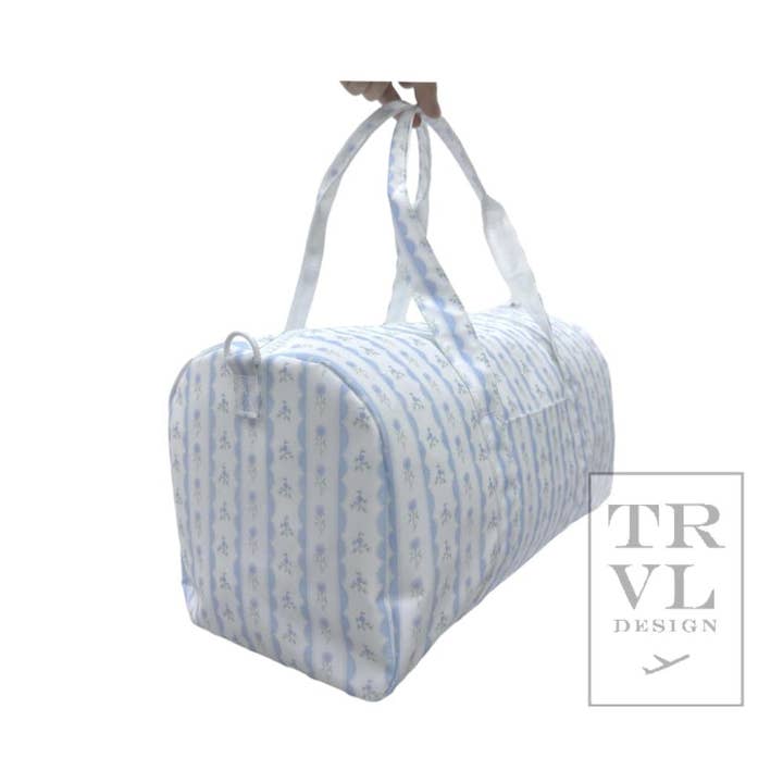 TRVL Design - Wholesale Weekender Bag - Women's - Weekender - Ribbon Floral Blue Duffel Bag