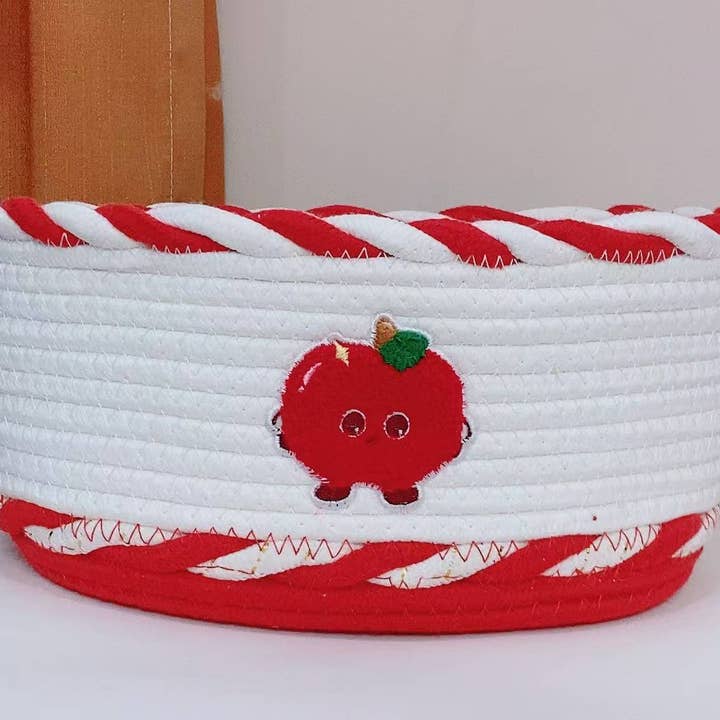 Cesto di stoccaggio natalizio rosso e bianco decorazione cartone animato per la vendita all'ingrosso da parte di maison sympa