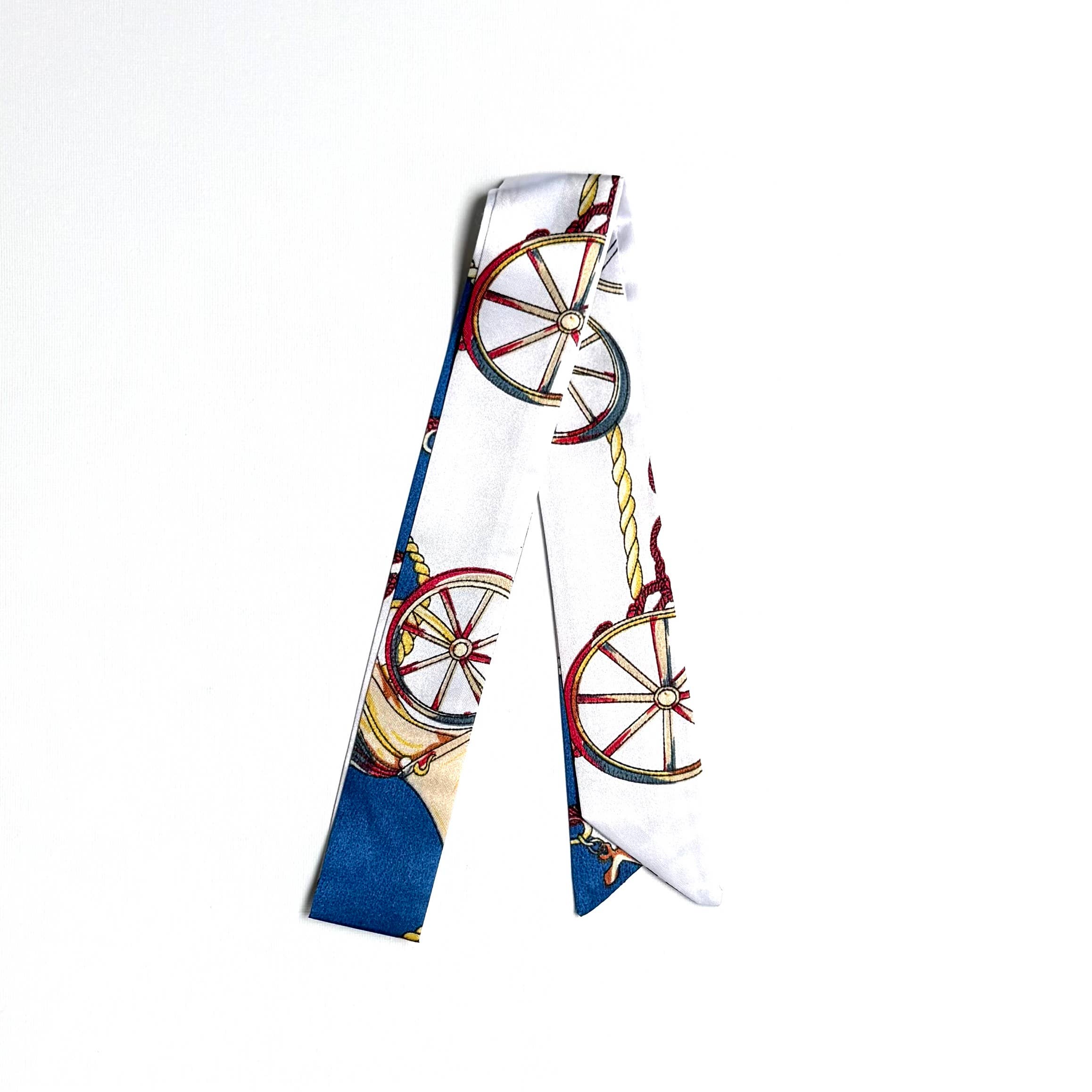 iconic mi - Wholesale Scarf - Women's - Silk Twilly Scarf Skinny Scarvii Carriage Wheels Pattern 0