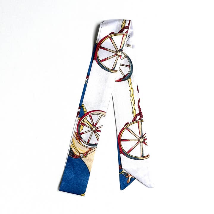 iconic mi - Wholesale Scarf - Women's - Silk Twilly Scarf Skinny Scarvii Carriage Wheels Pattern 0