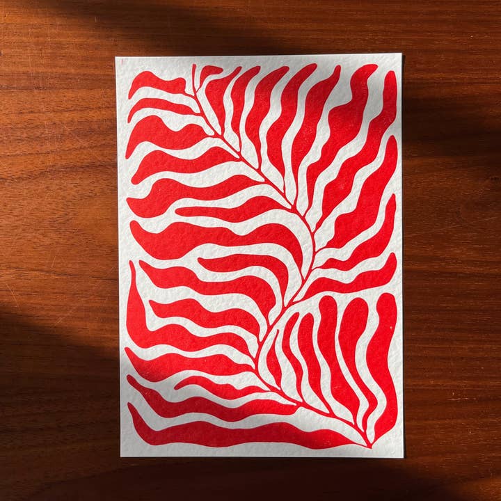 Kelp - A5 Lino Print - Red for wholesale by GDSM.Prints