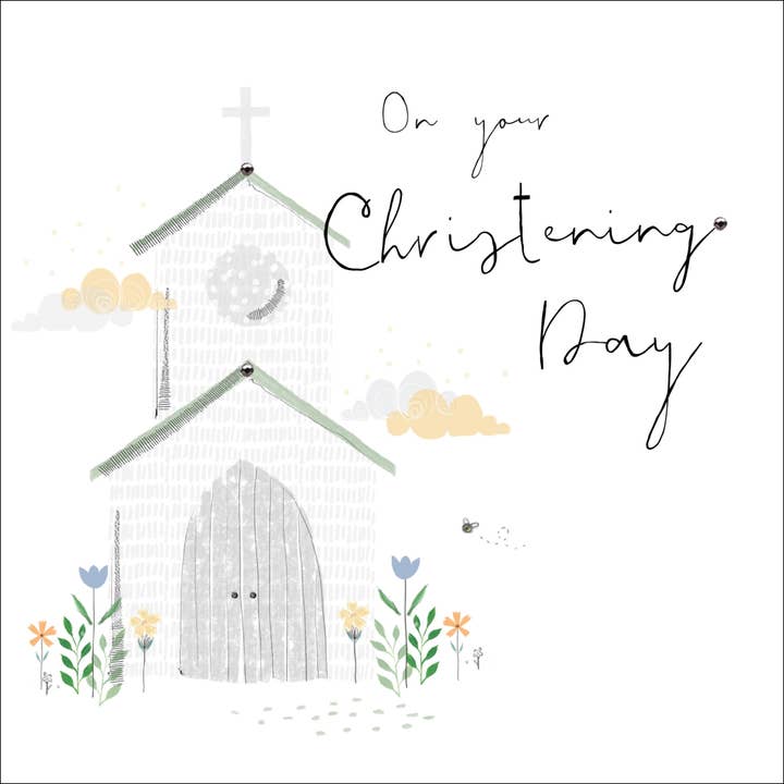 Christening Day Card - Church Illustration for wholesale by The Handcrafted Card Company