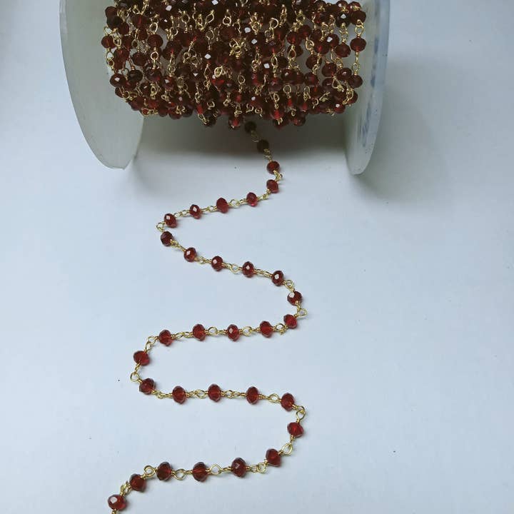 Rode kwarts kralenketting draad gewikkeld 3mm-3,5mm rozenkrans voor wholesale door Rishi Jewelry