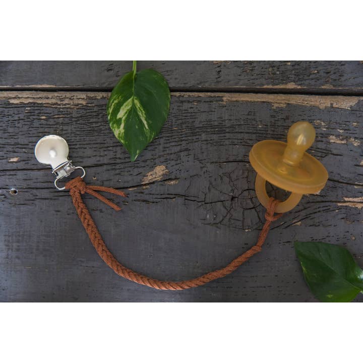 Brombie - Wholesale Pacifier Clip - Baby - Braided faux leather pacifier clip with metal attachment15
