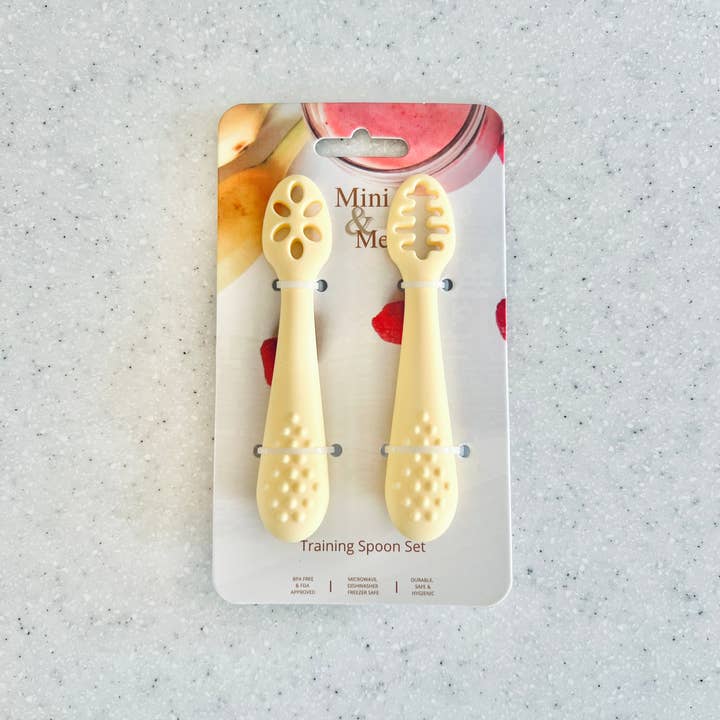 Cuddle Bug & Co - Wholesale Feeding set – Baby - Mini & Me Training Spoon Set Custard1