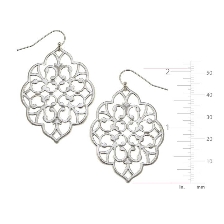 Susan Shaw - Wholesale Dangle Earrings - Silver Filigree Cut Out Earrings1