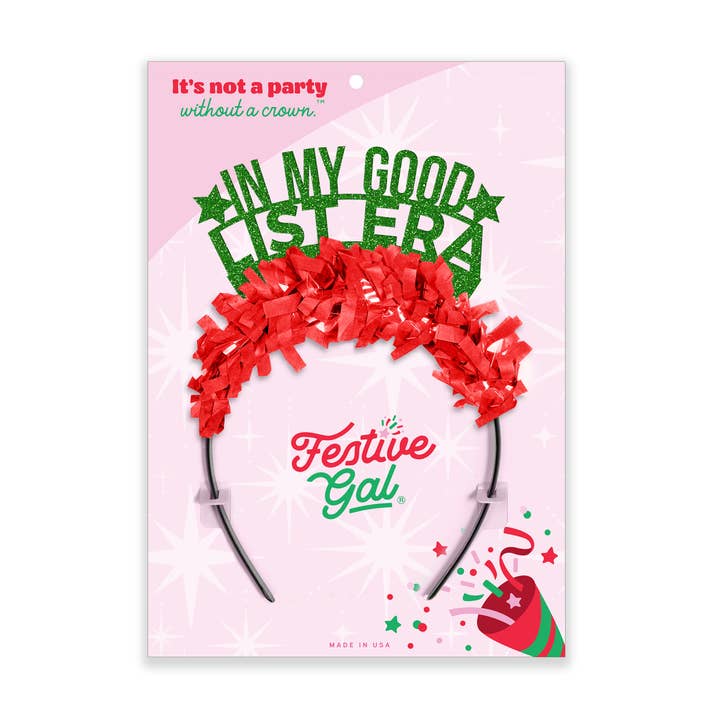 Festive Gal - Wholesale Party Hat/Crown - In My Good List EraHoliday Christmas Party Crown Headband2
