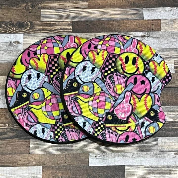 Car Coaster-Softball for wholesale by Southern Heart Designs