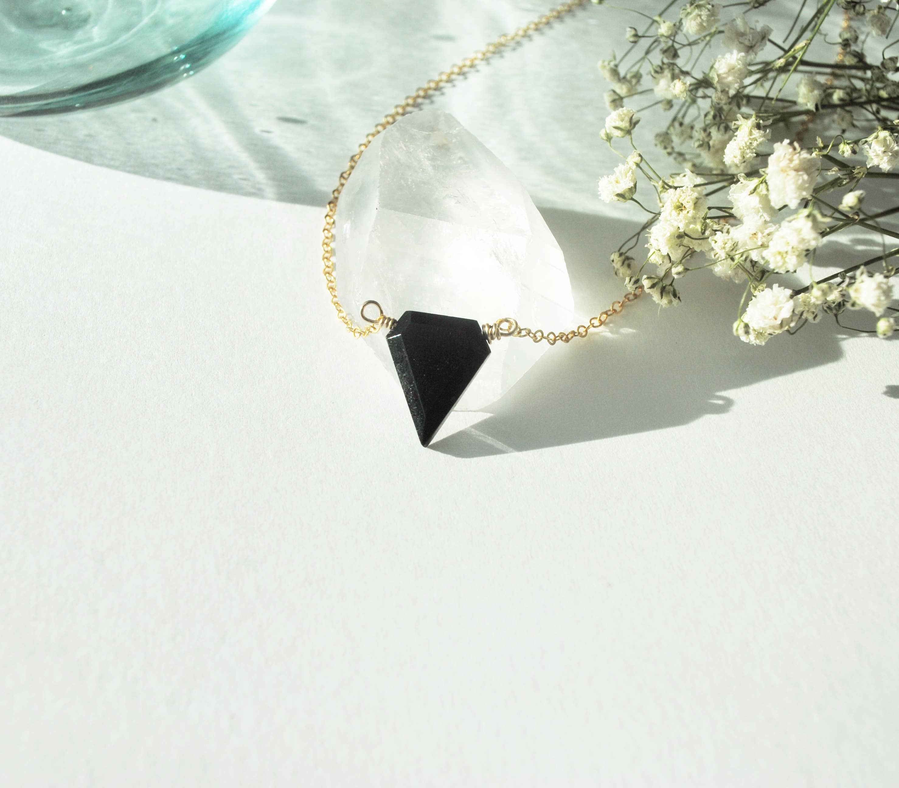 Seaflowerjewelry - Wholesale Pendant/Charm Necklace - Black tourmaline shield necklace minimalist layering jewelry2