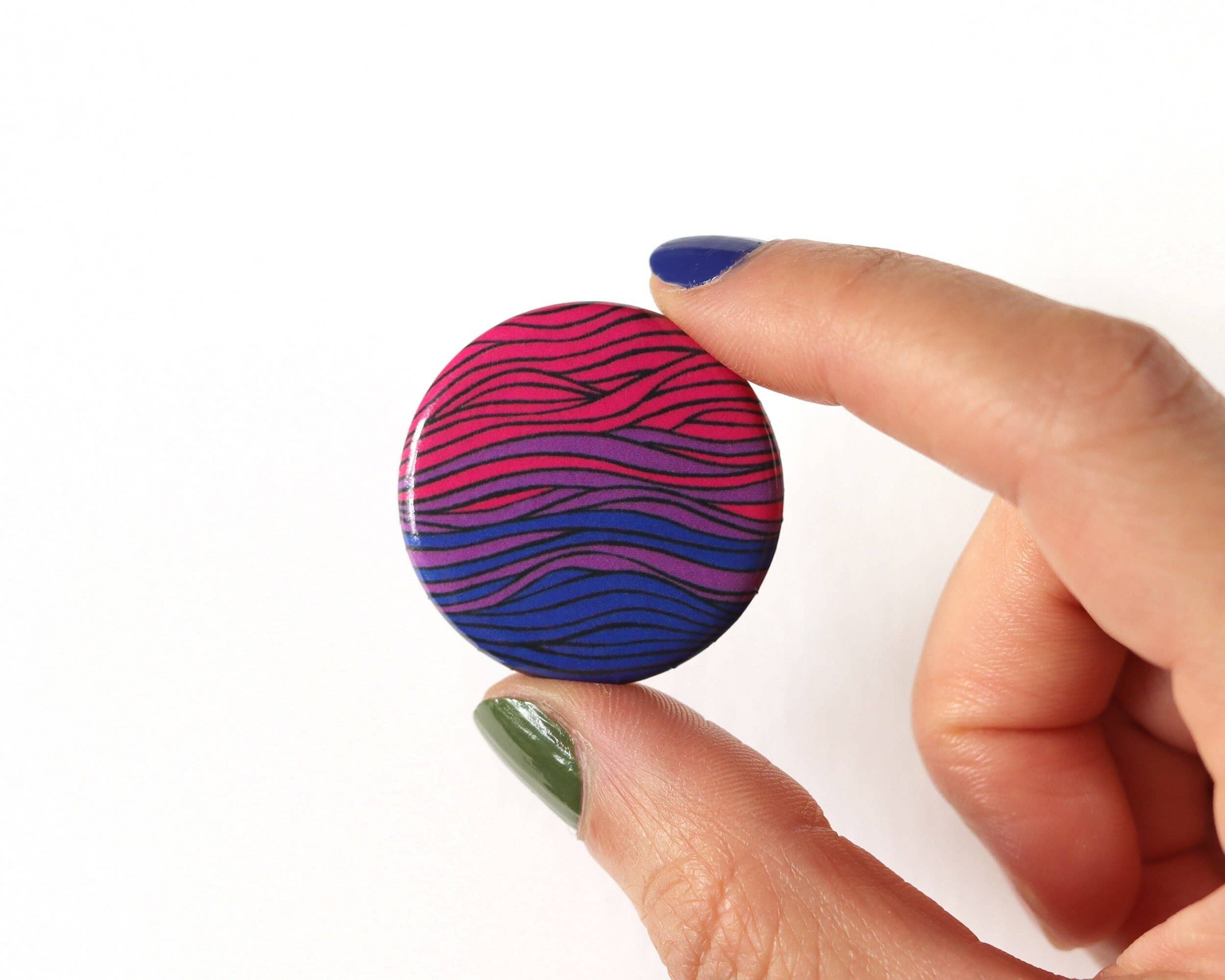 RippleSplash Studio – wholesale Lapel pin/button – Subtle Bisexual Pinback Button - Bisexual Flag Pin5