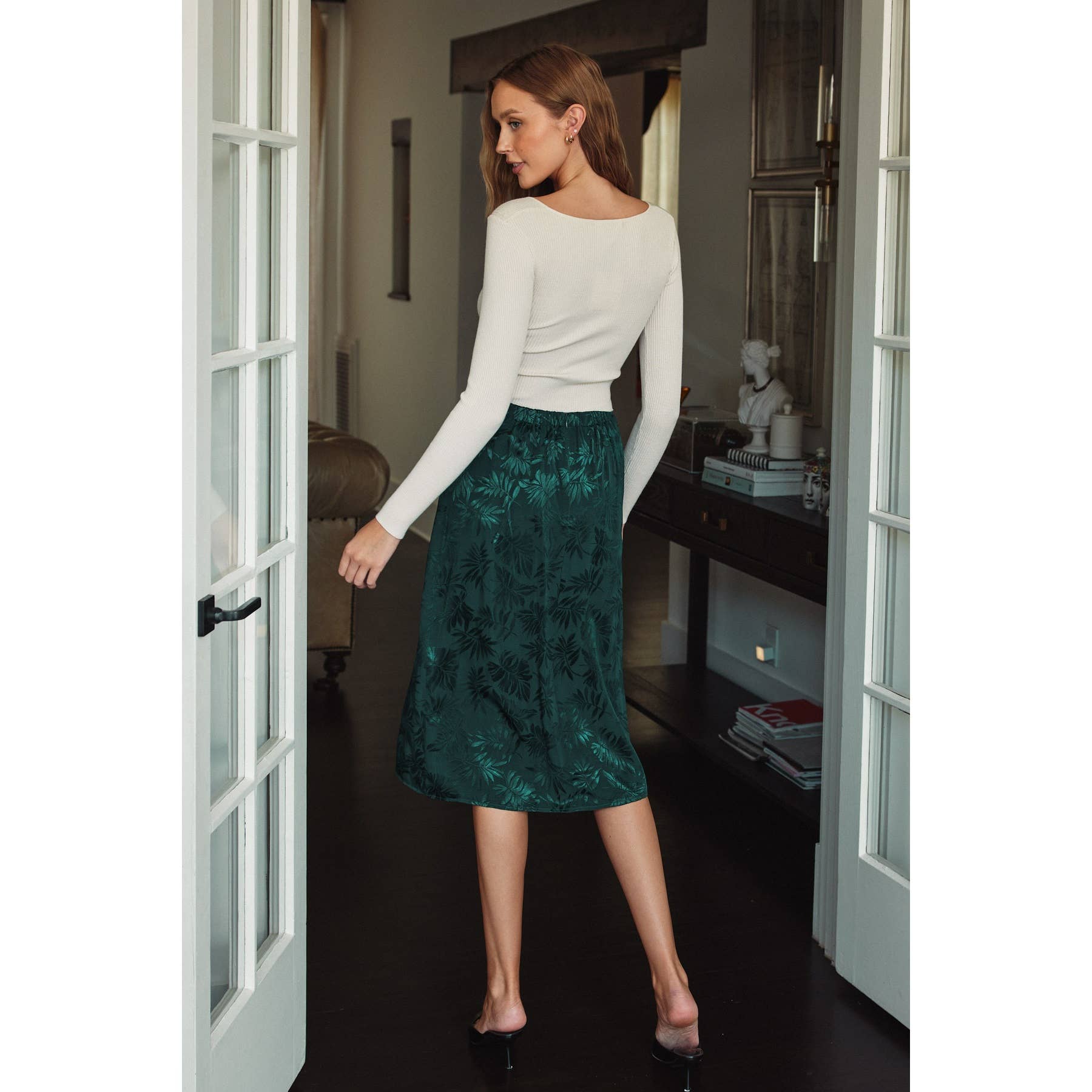 Dress Forum – Saia - Mulher por atacado – Saia Midi em Jacquard A-Line em Jacquard Tropical2