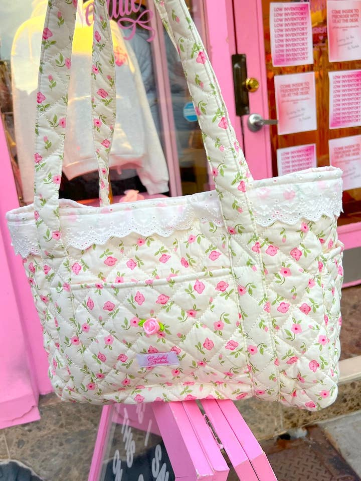 Pink Flowers and Hearts Tote for wholesale by Colorful Natalie
