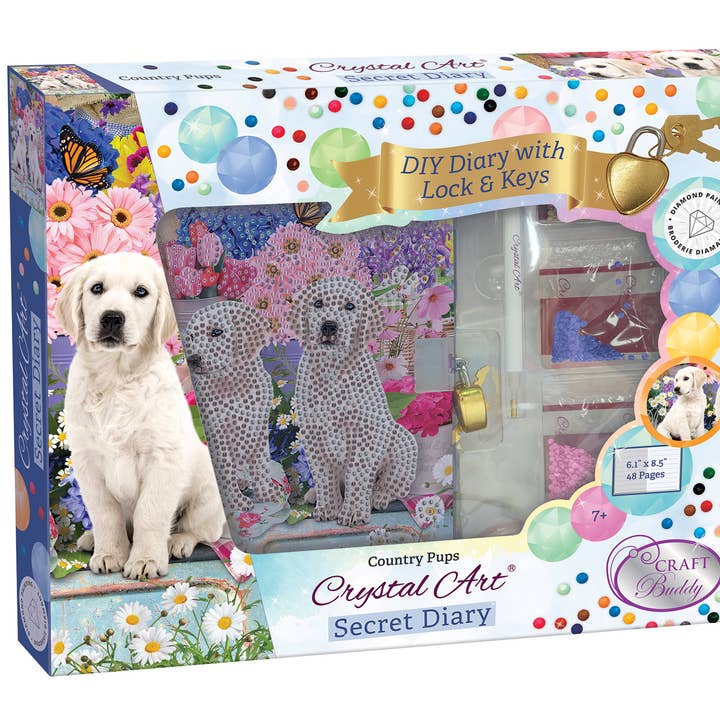 Kit de journal secret Crystal Art : Country Pups pour la vente par Outset Games and Cobble Hill Puzzles