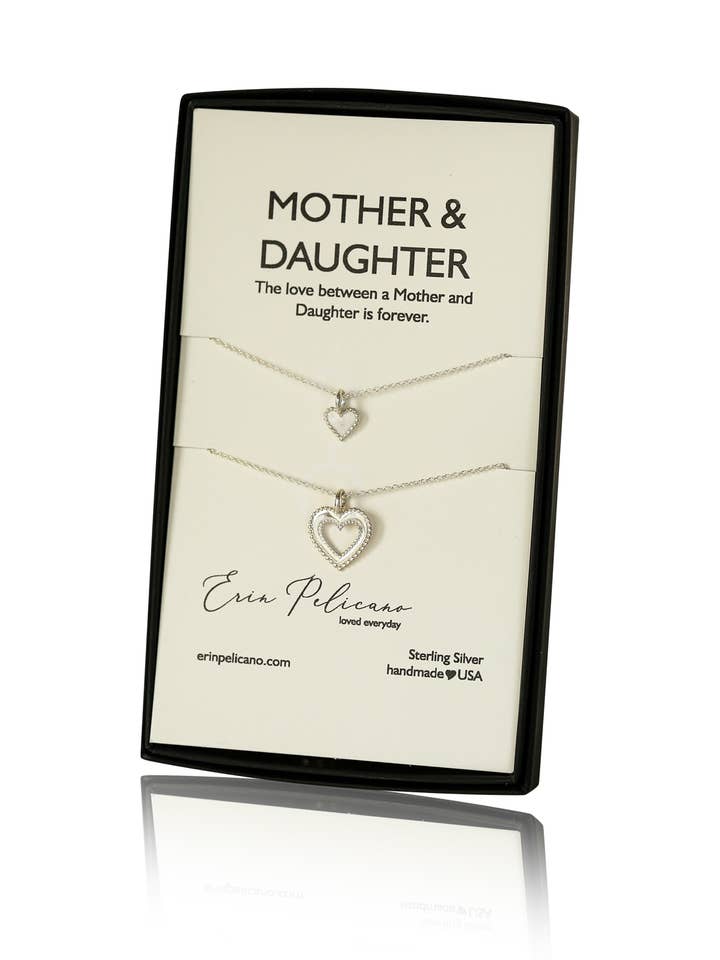 Mother Daughter Heart Set - Sterling Silver for wholesale by Erin Pelicano Jewelry