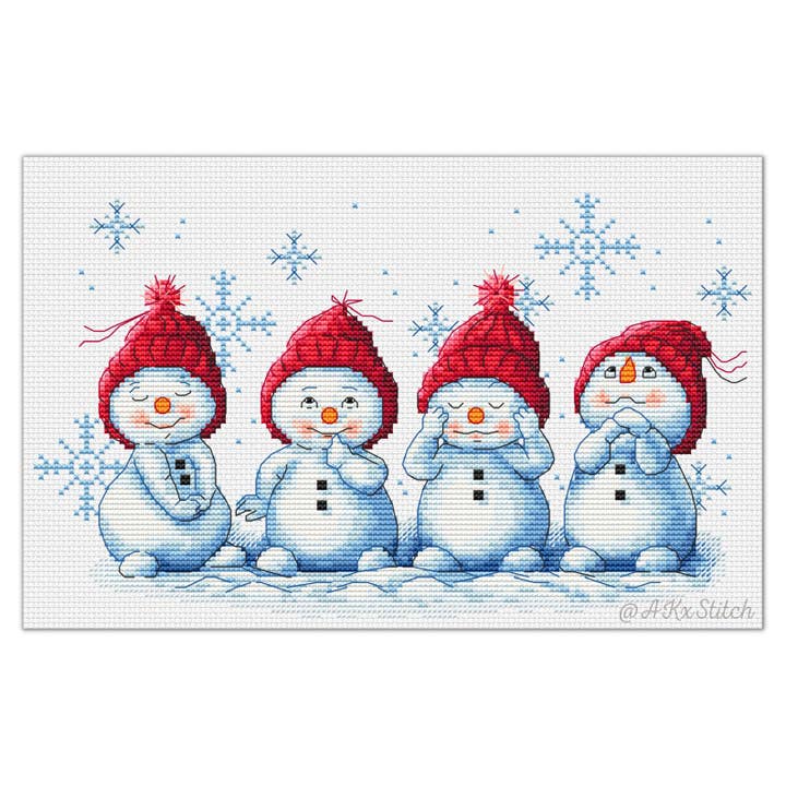 4 Little Snowmen Cross Stitch Kit for wholesale by AKxStitch