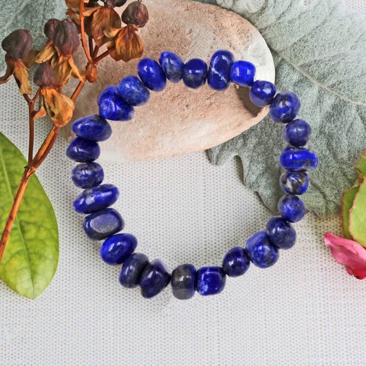 Genuine Lapis Lazuli Single-Strand Stretch Bracelet for wholesale by IST Jewelry