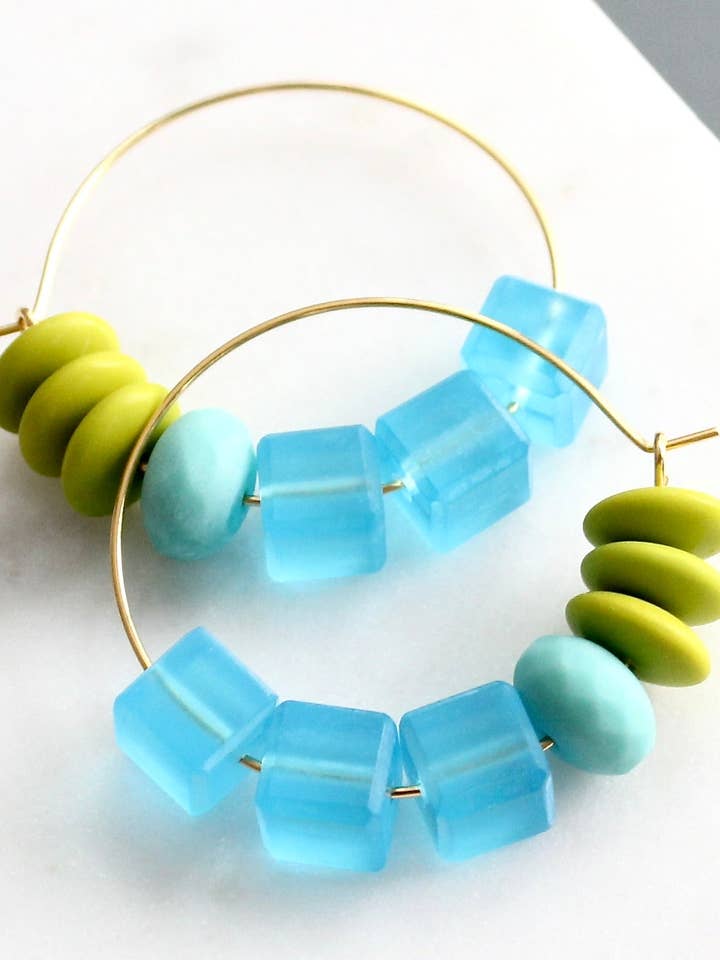 KYLE06 glass hoop earrings for wholesale by David Aubrey Jewelry