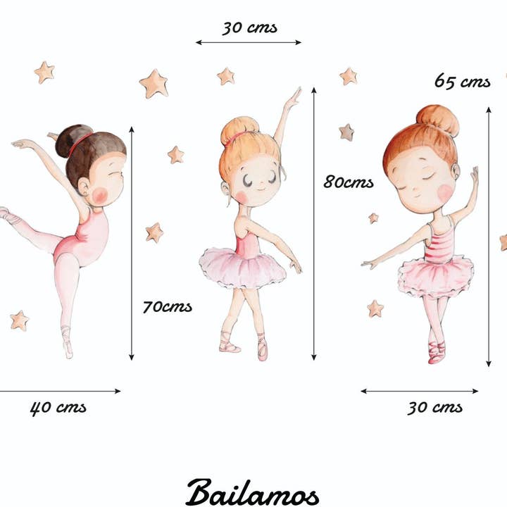 SDC DECOKIDS - Venta al por mayor Decoración de pared - Niños y bebés - Vinilo de Tela Infantil BAILAMOS