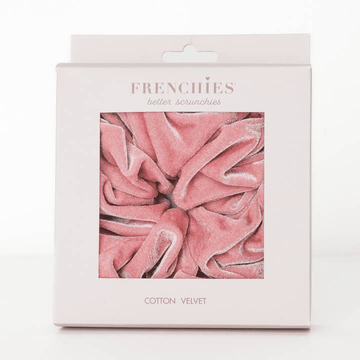 Frenchies Large Velvet Pink Scrunchie for wholesale by Frenchies
