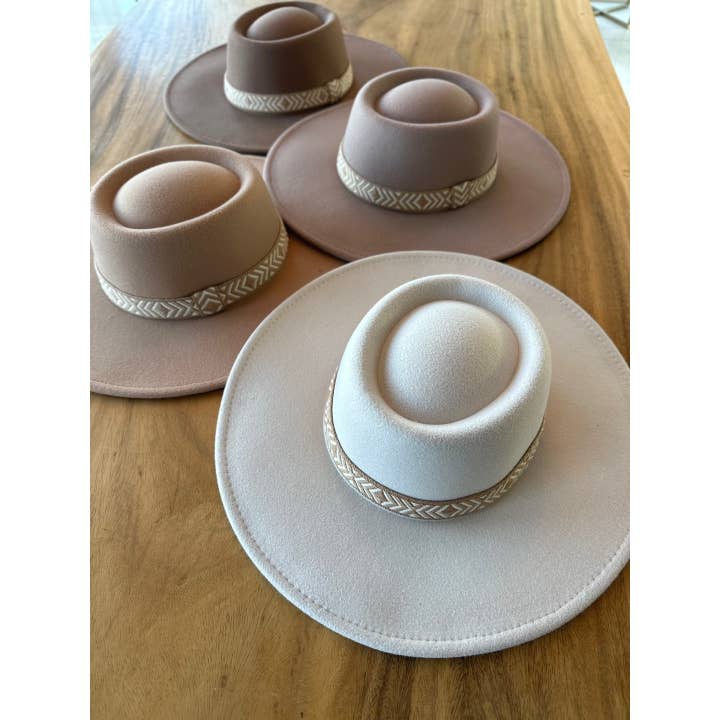 Structured Hat in Faux Felt - With Matching Jacquard Tape for wholesale by Bella Betty